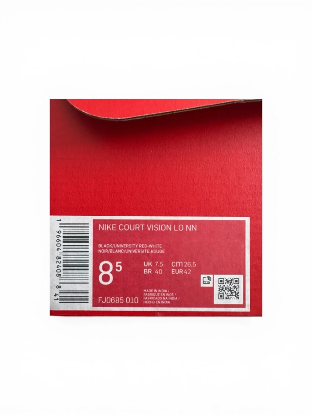 Nike Men’s Court Vision Lo NN Sneakers Red and Black Low-Top Sz: 8.5